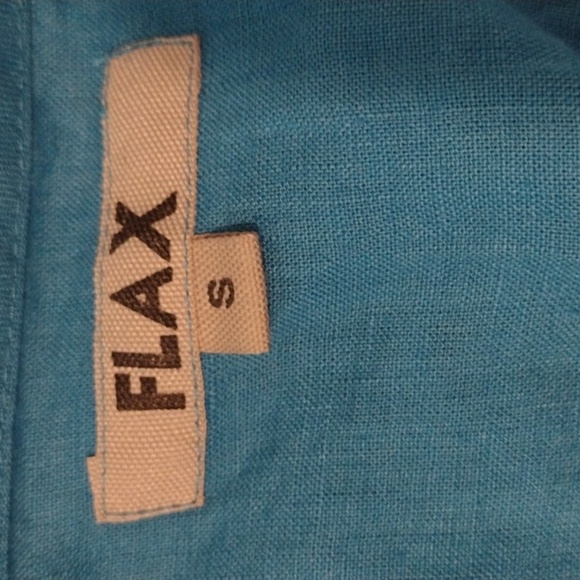 Flax 100% linen turquoise long sleeve tunic Size S - Picture 4 of 6